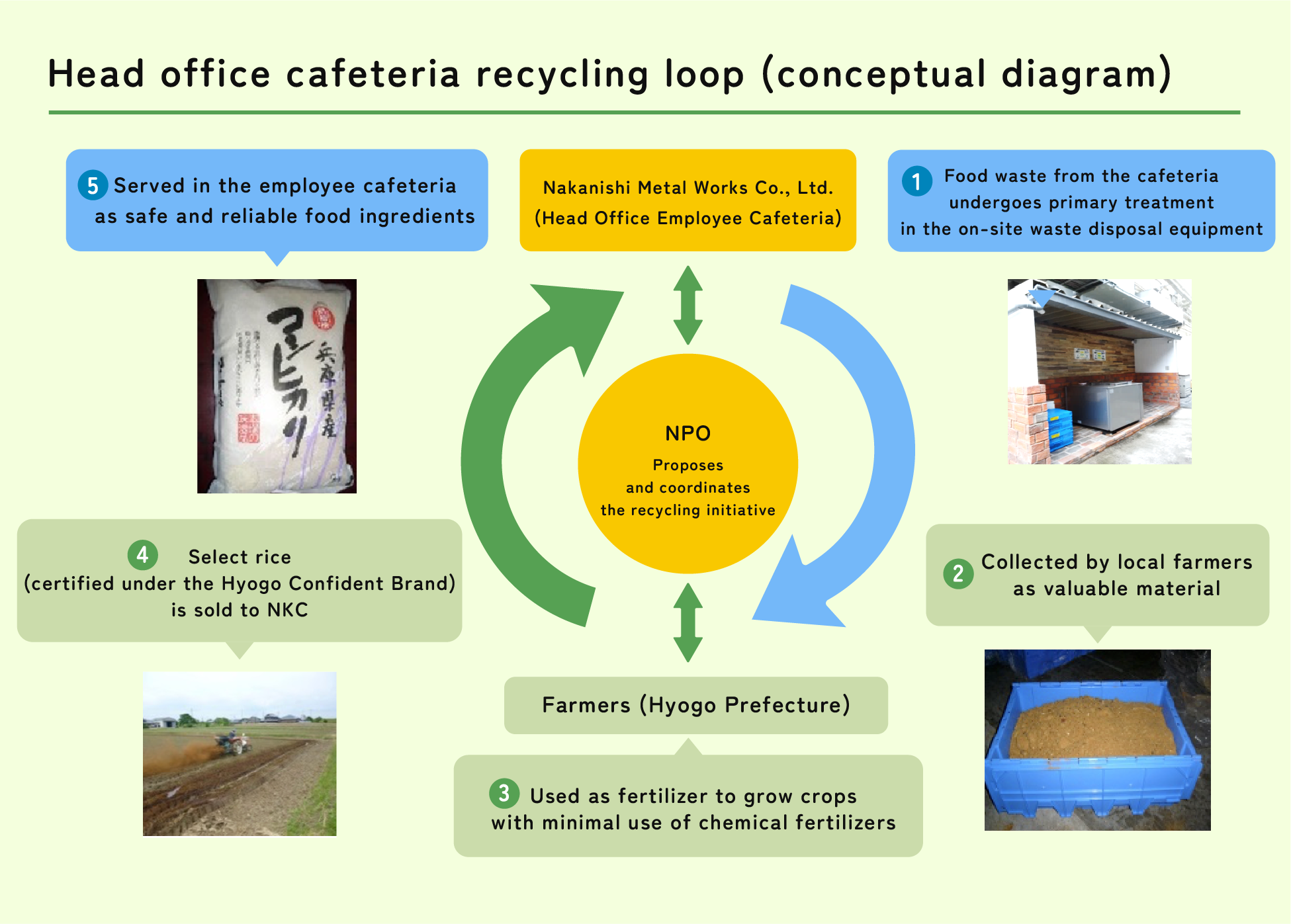 Head office cafeteria recycling loop (conceptual diagram)